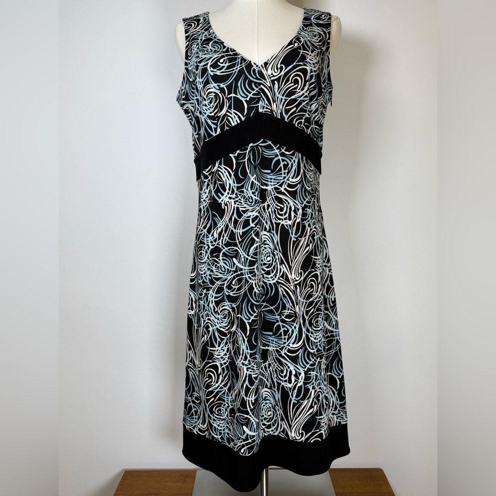 Ann Taylor LOFT Sleeveless Sheath Dress Abstract Blue Black Women’s Size 6